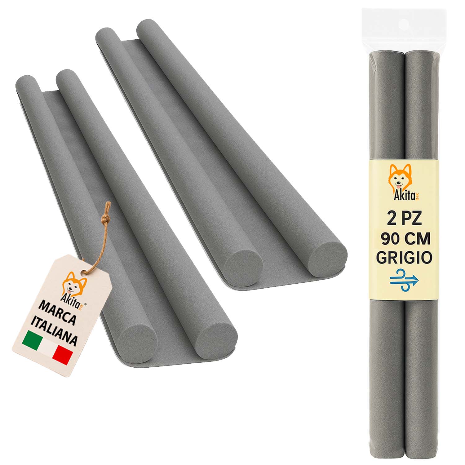 2 pz Paraspifferi Porta Doppia Guarnizione 90 cm Grigio foto 2
