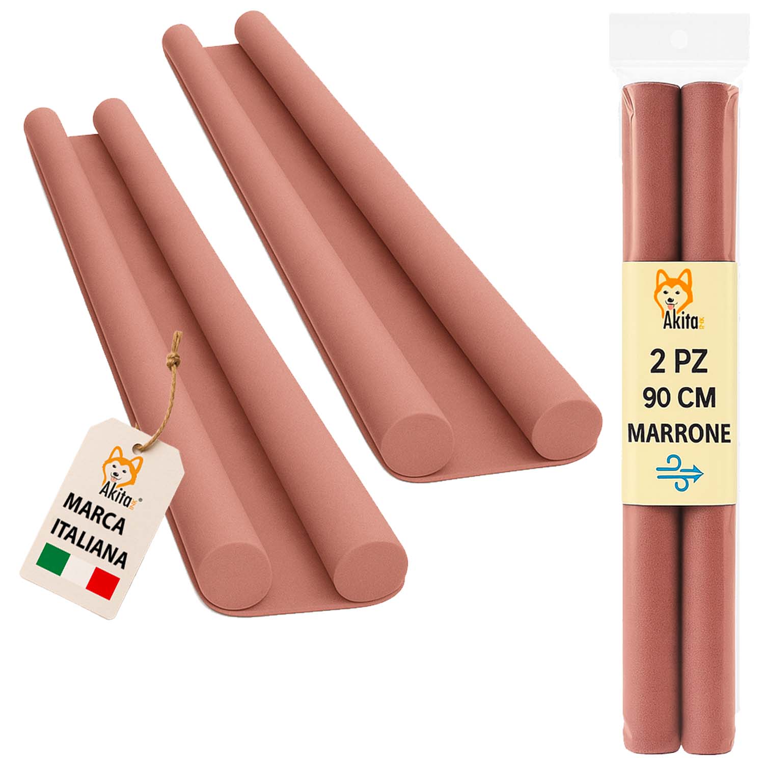 2 pz paraspifferi porta doppia guarnizione 90 cm marrone