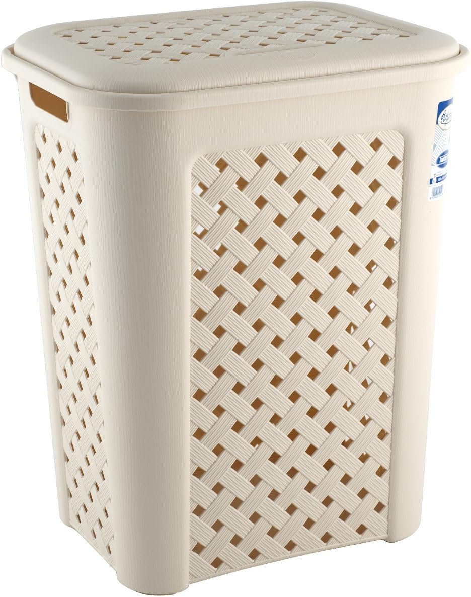Tontarelli Arianna Cesta Portabiancheria, Modello Traforato, Plastica, Beige, 50 foto 2