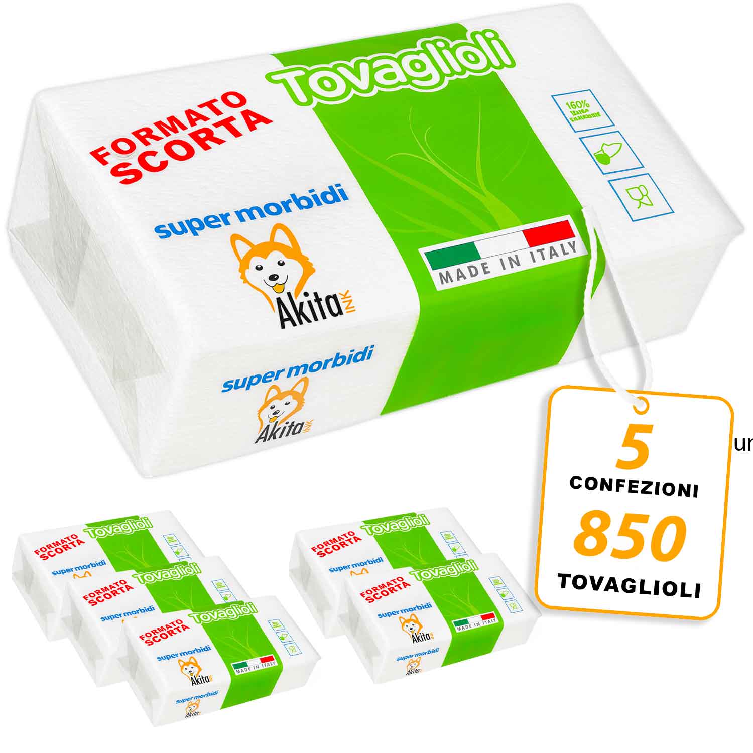 Tovaglioli monovelo akitaink 850 pz - 5x170