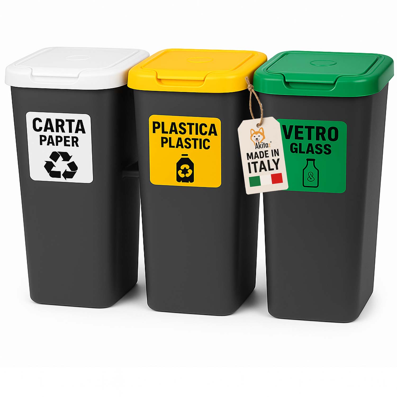 Pattumiera Differenziata 3 Scomparti 75L Akirock foto 2