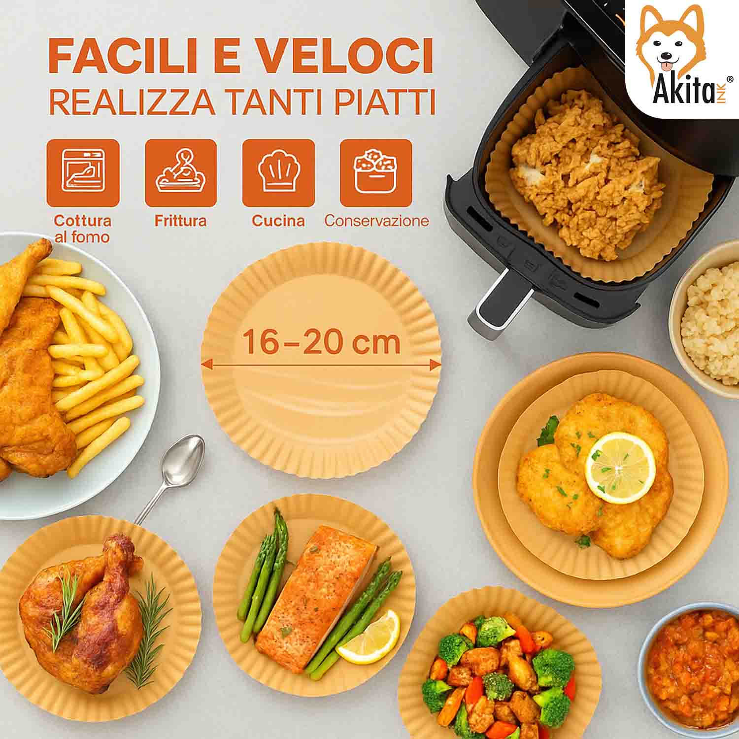 Carta Forno Friggitrice Aria 200 Fogli Antiaderenti 16-20cm foto 5