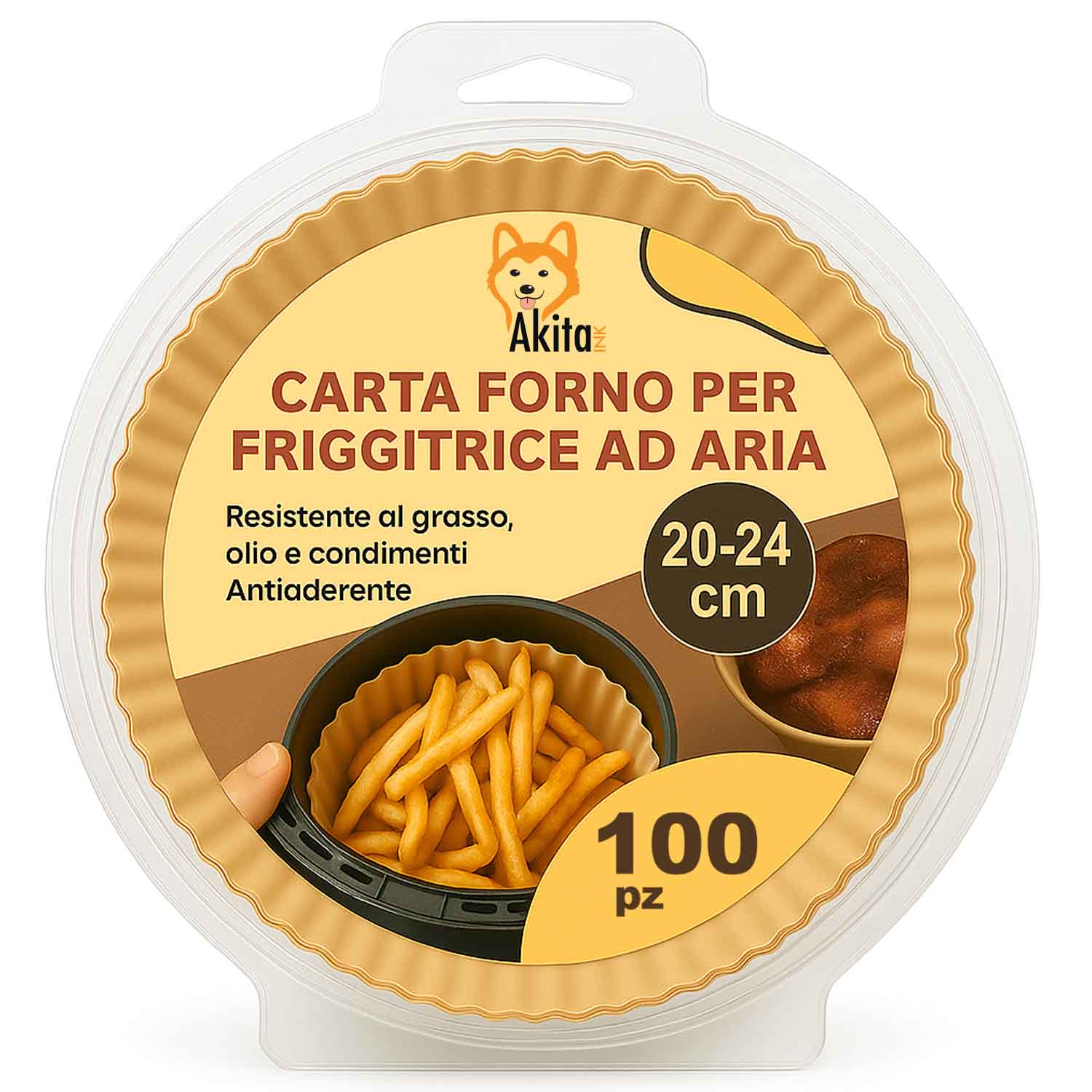 Carta friggitrice aria 100 fogli antiaderenti 20-24cm