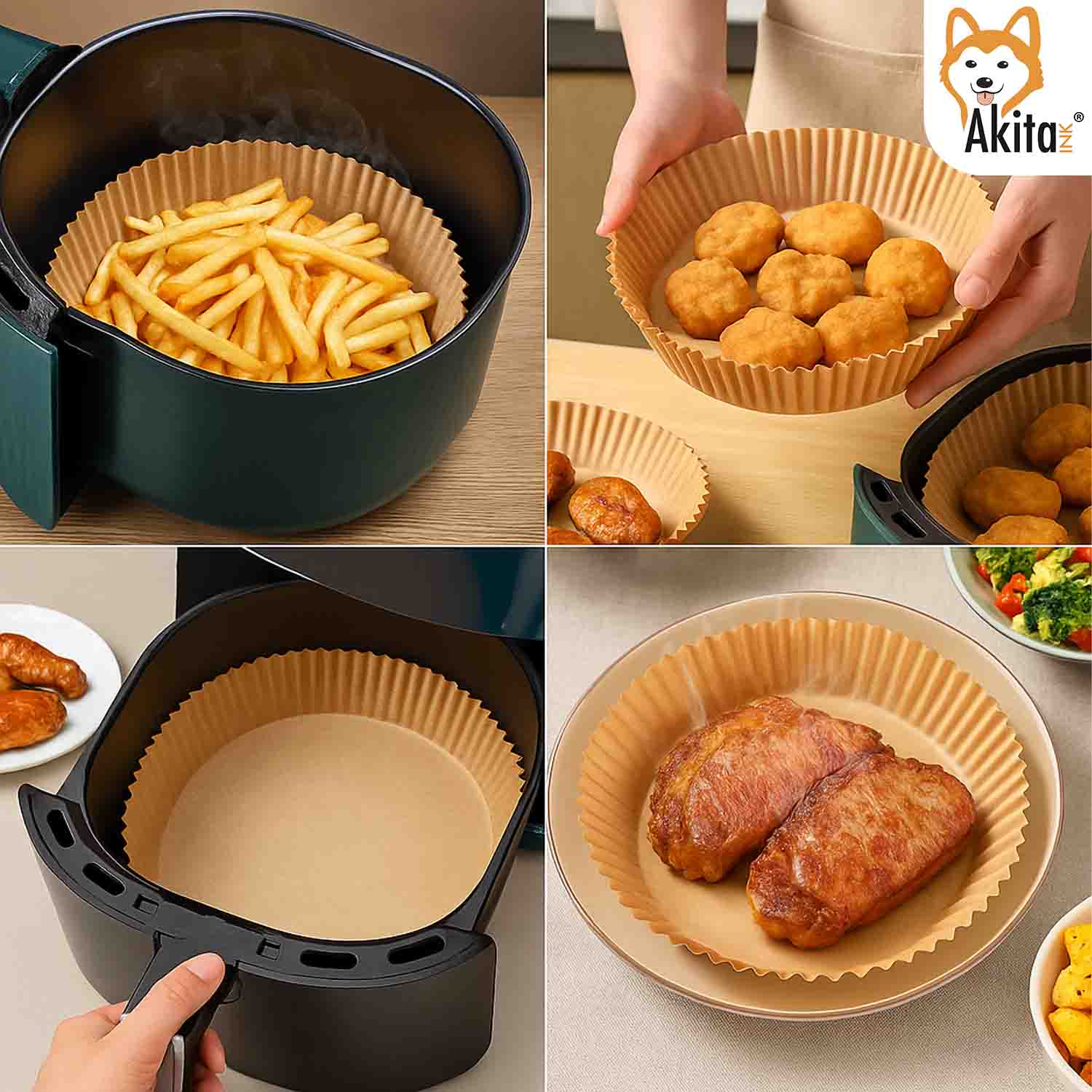 Carta Forno Friggitrice Aria 100 Fogli Antiaderenti 20-24cm foto 4