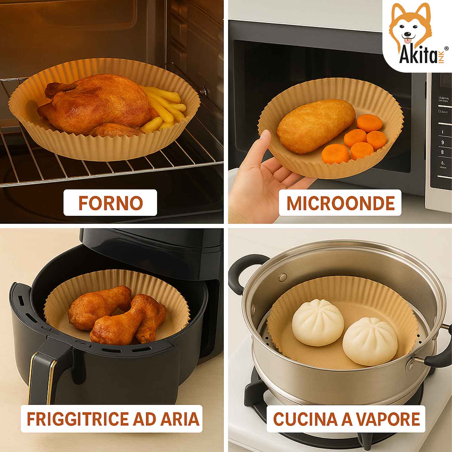Carta Forno Friggitrice Aria 100 Fogli Antiaderenti 20-24cm foto 6