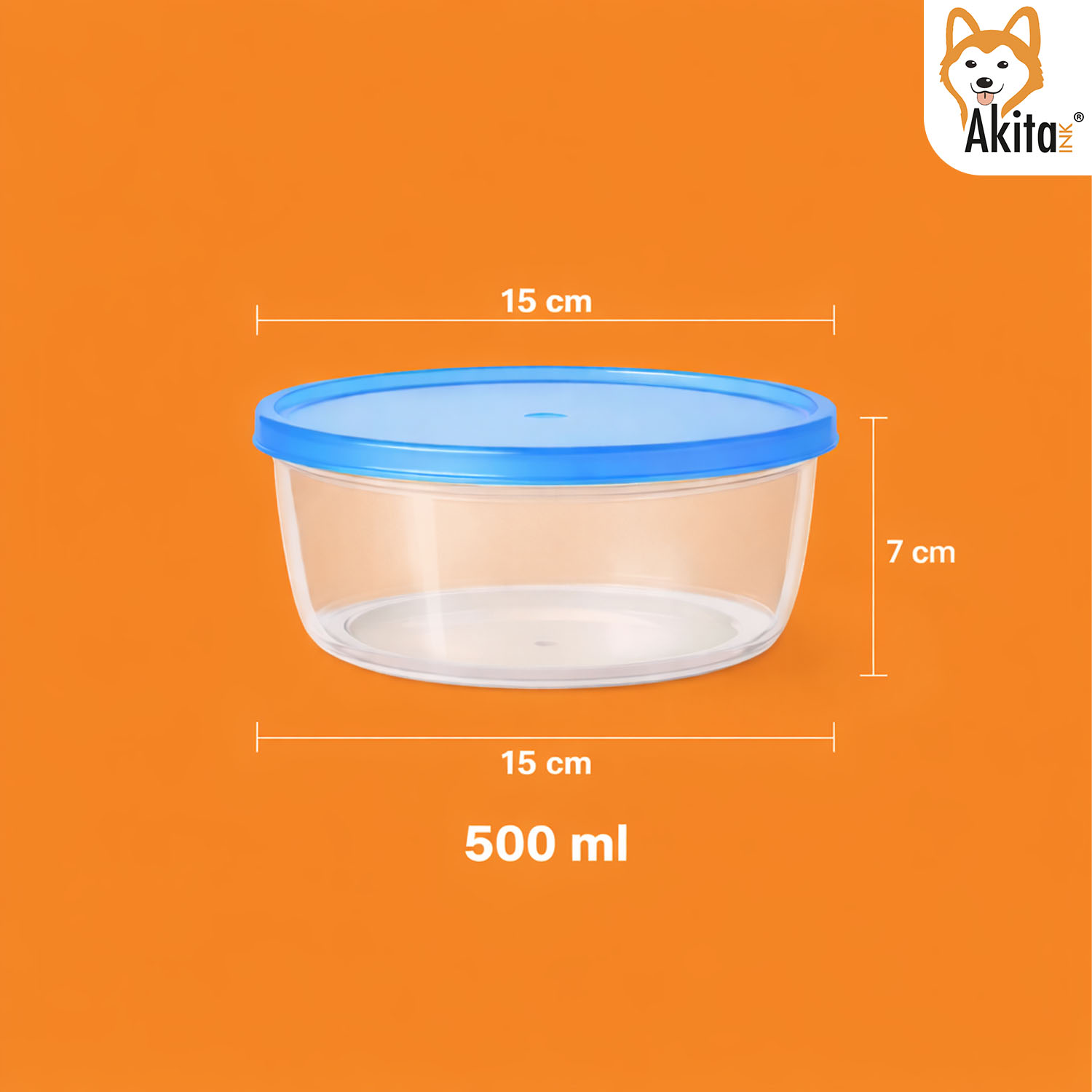 Set 12 Contenitori Tondi 500 ml con Coperchio Blu foto 3