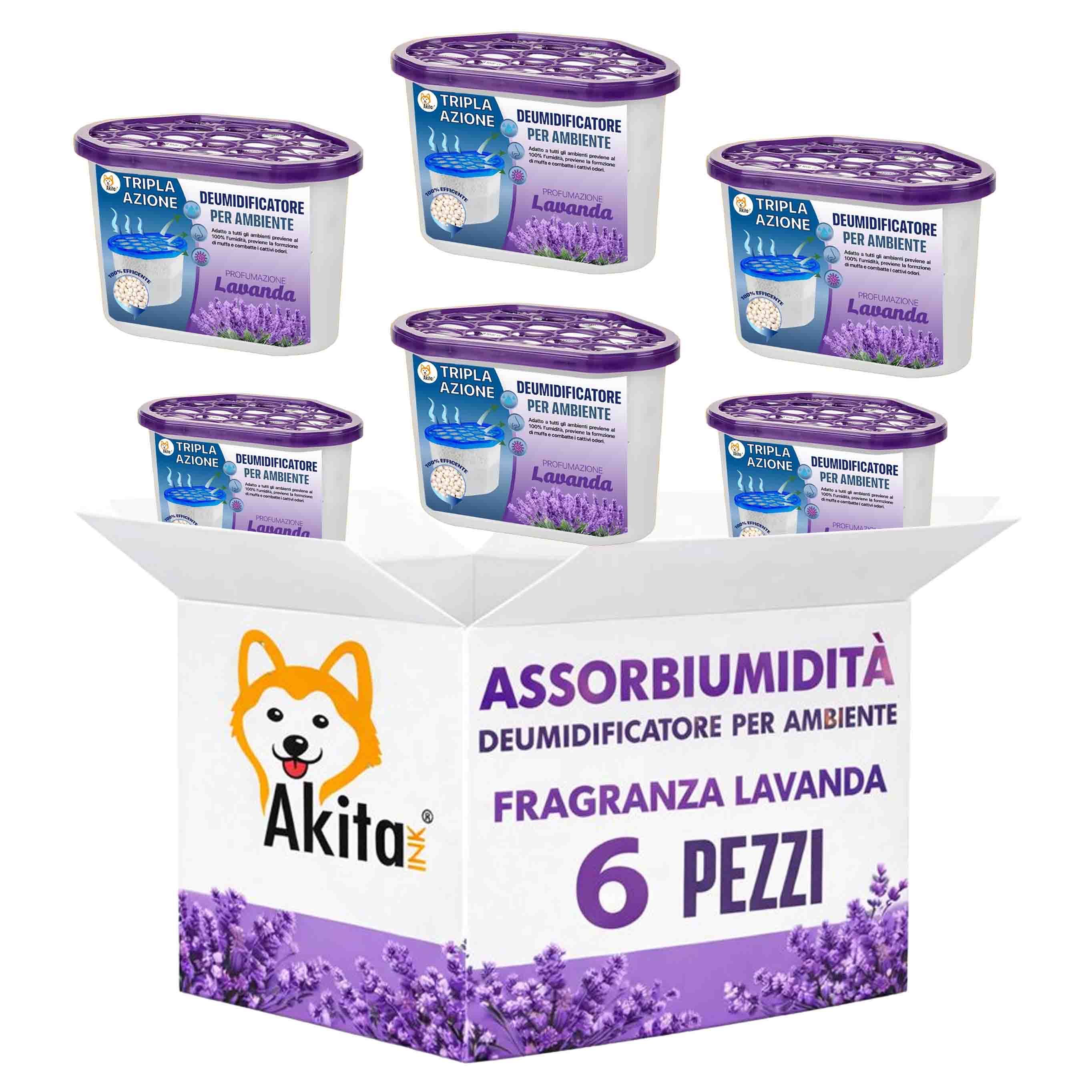 Set 6 Assorbiumidita' Deumidificatori Lavanda 500 ml foto 2