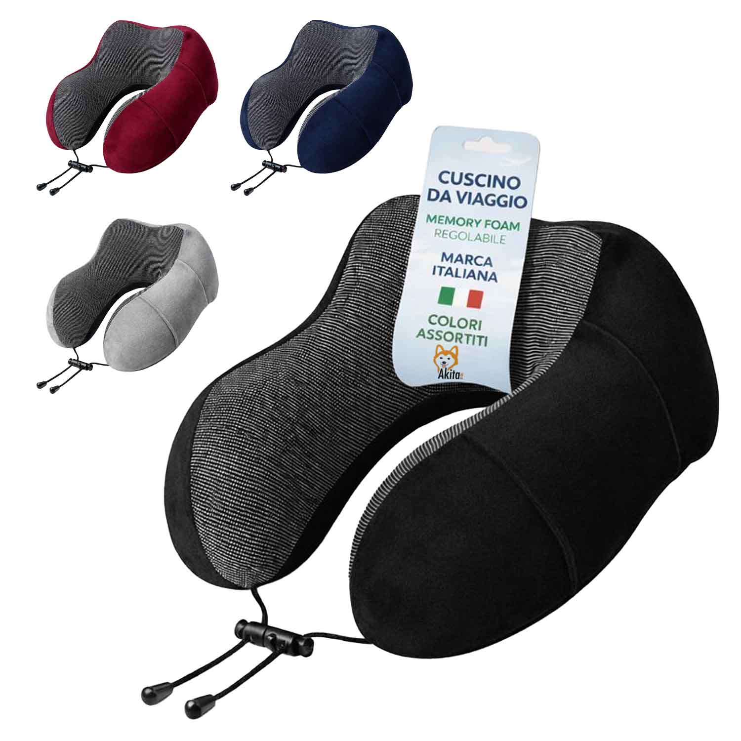 Cuscino da viaggio cervicale in memory foam regolabile