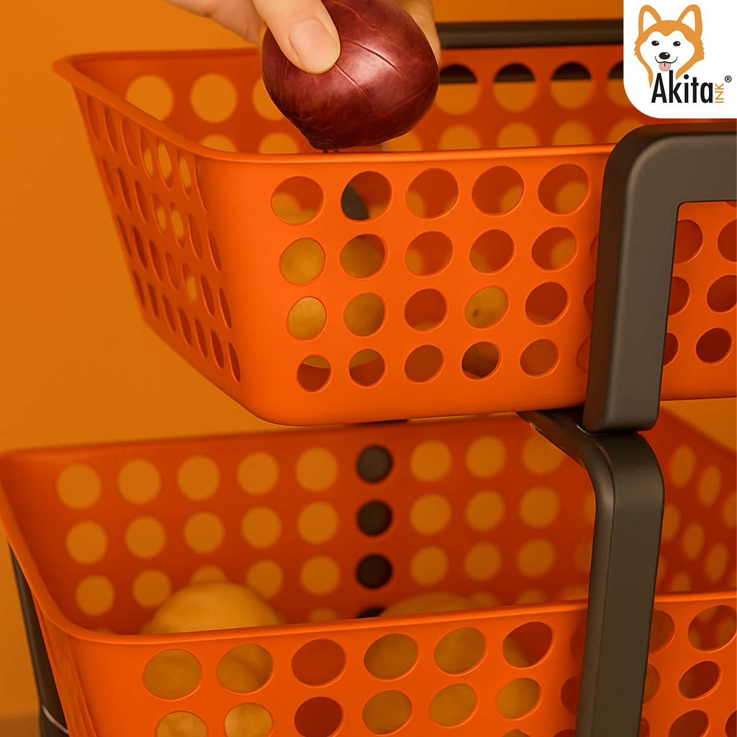 Carrello Portatutto 3 Ripiani Arancione con Ruote Salvaspazio foto 5