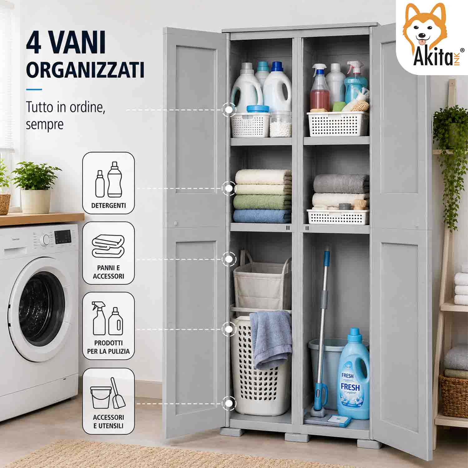 Armadio Omnimodus Simplex con 2 Ripiani Grigio foto 4