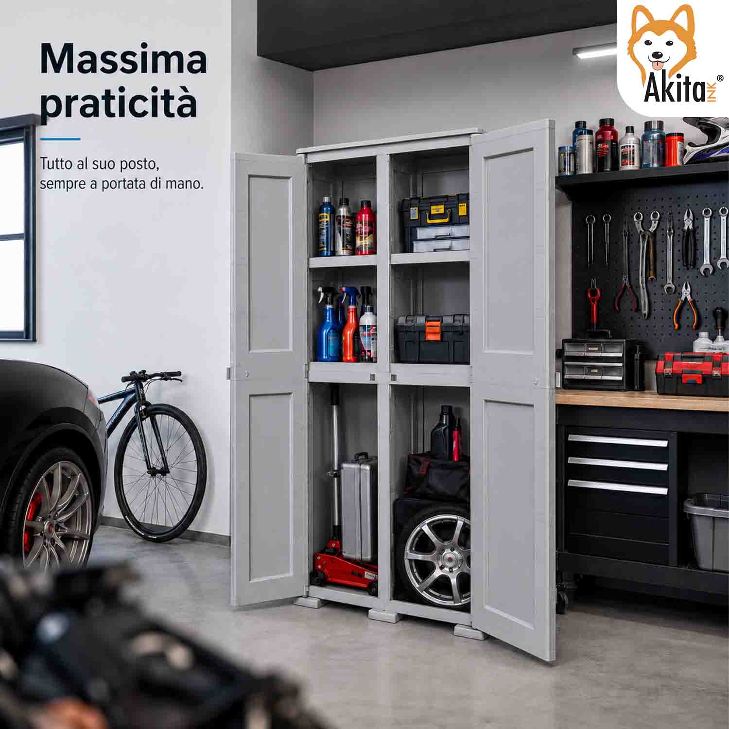 Armadio Omnimodus Simplex con 2 Ripiani Grigio foto 5