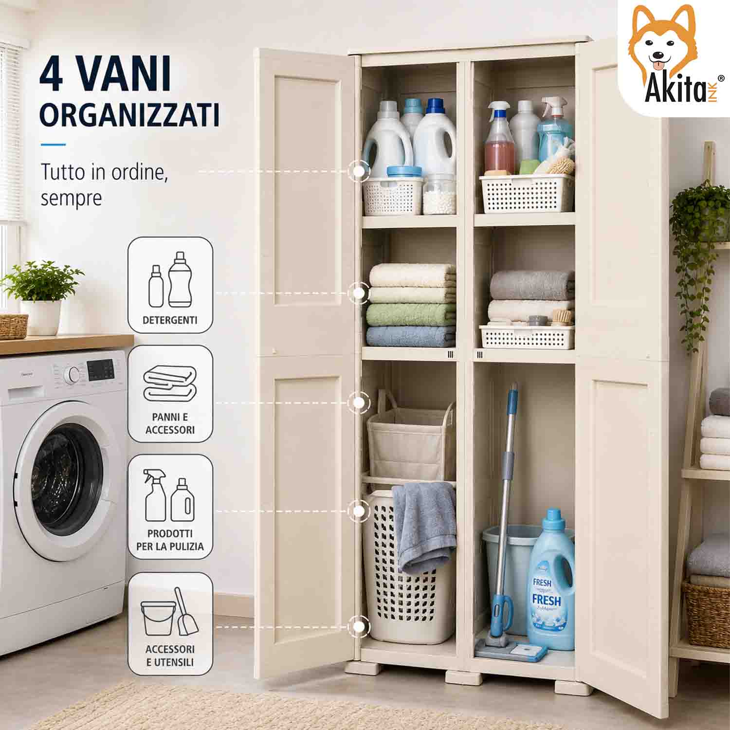 Armadio Omnimodus Simplex con 2 Ripiani Panna foto 4