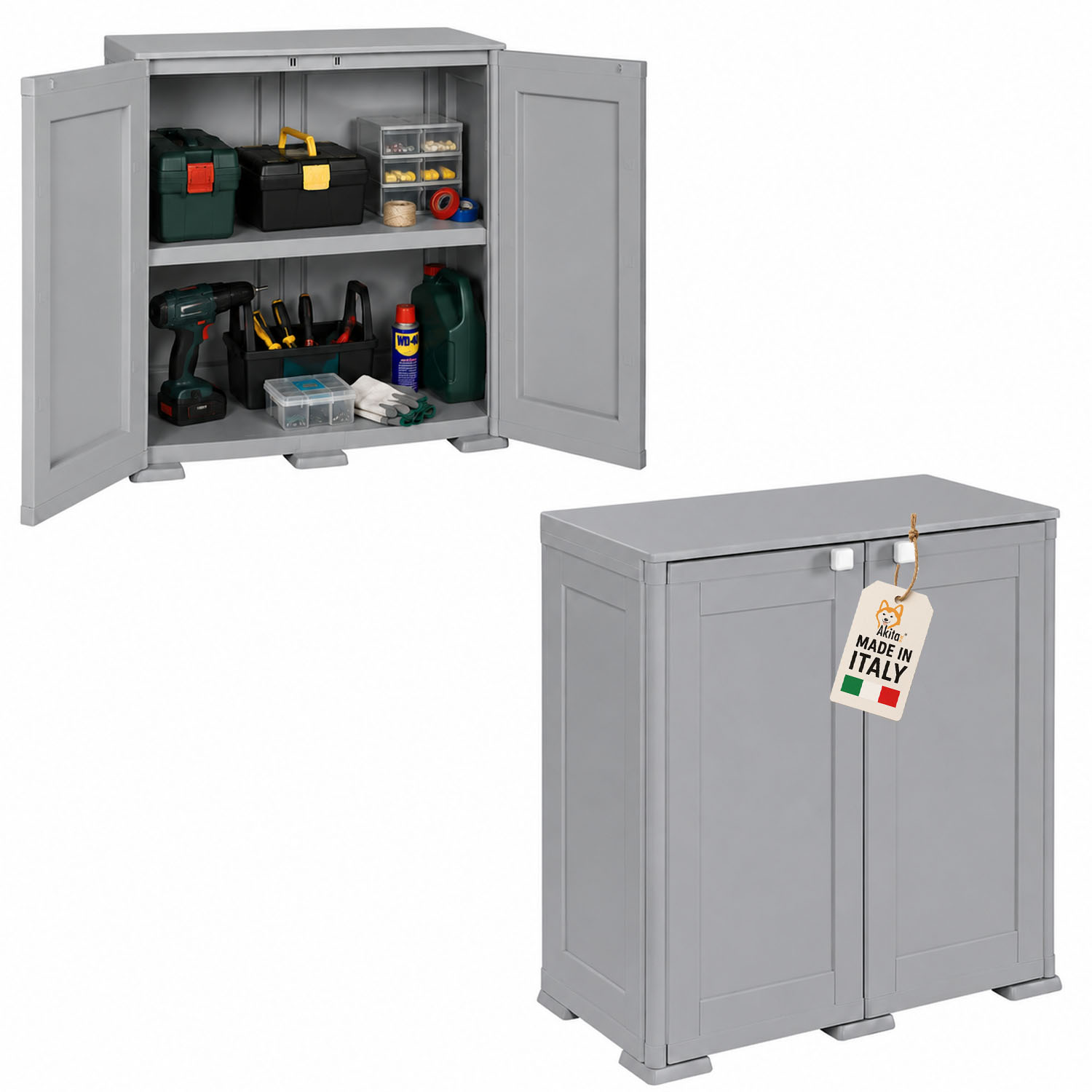 Armadio Simplex Basso 1 Ripiano Grigio foto 2