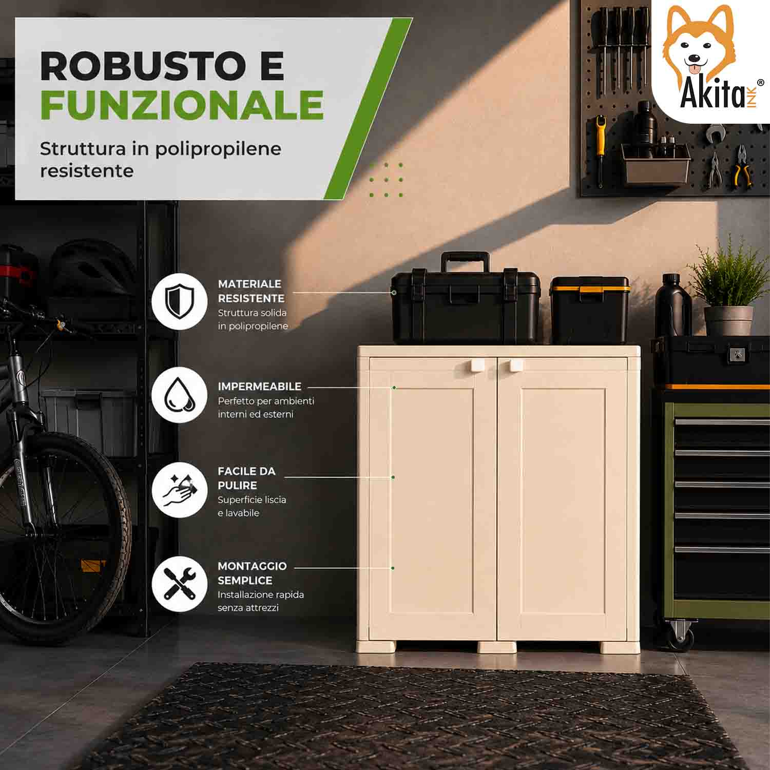 Armadio Simplex Basso 1 Ripiano Panna foto 4