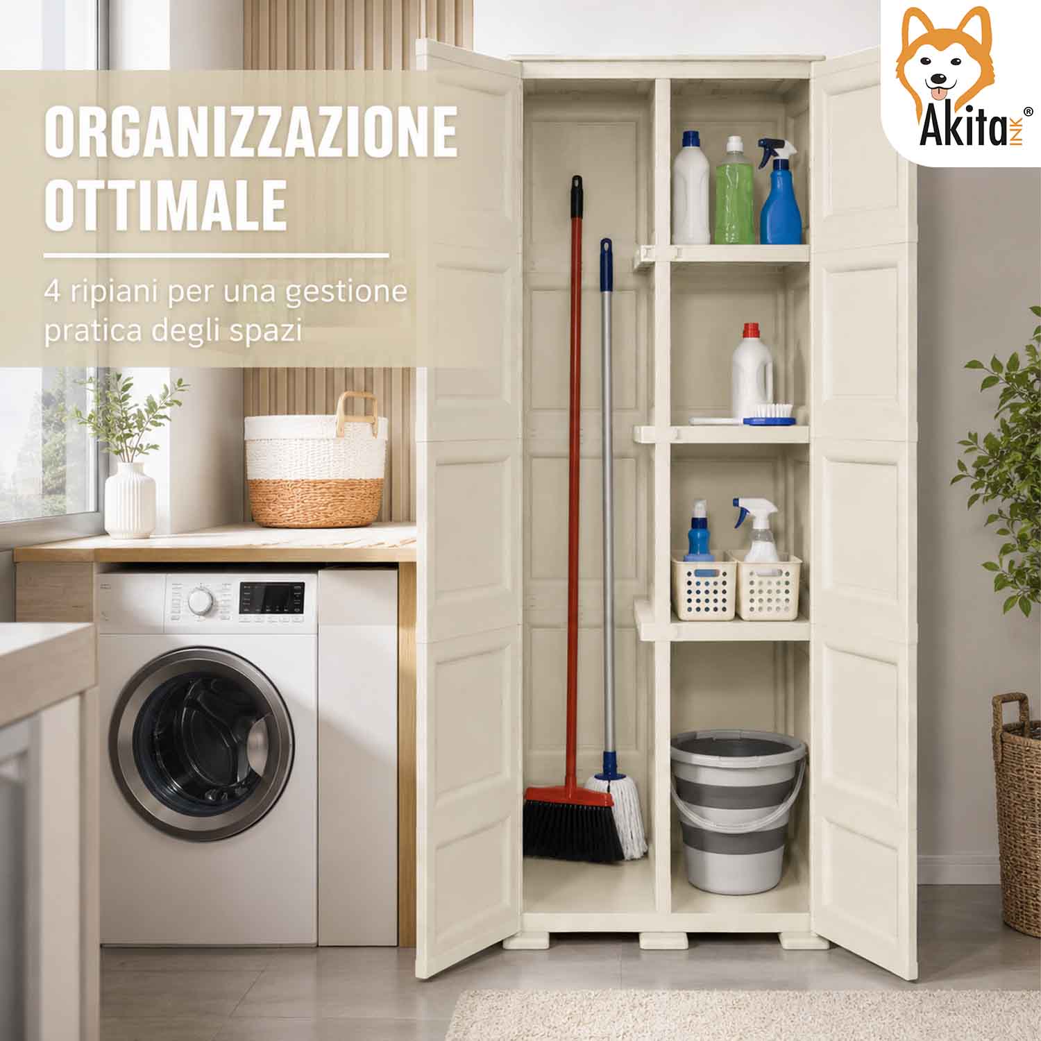 Armadio Portascope Omnimodus con 4 Ripiani Panna foto 3