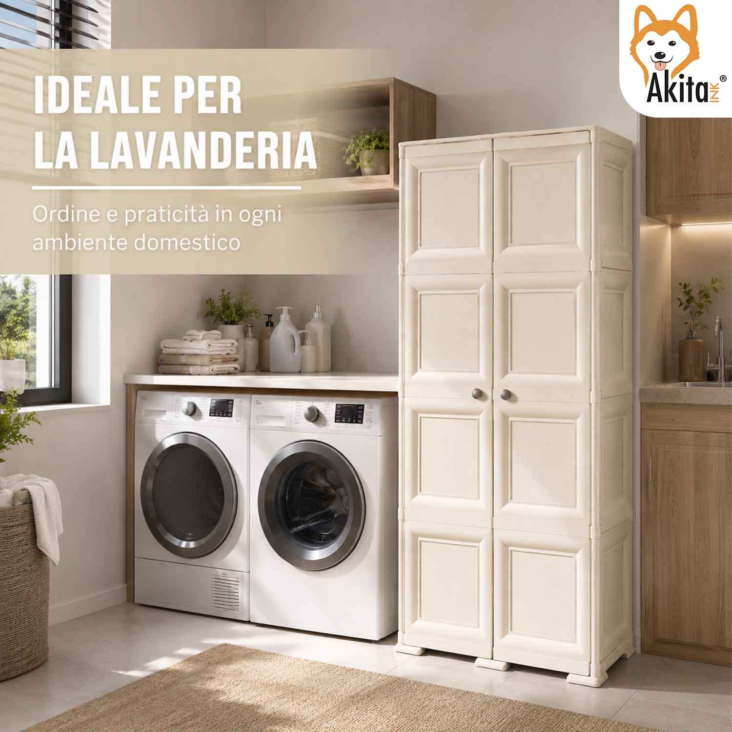 Armadio Portascope Omnimodus con 4 Ripiani Panna foto 4