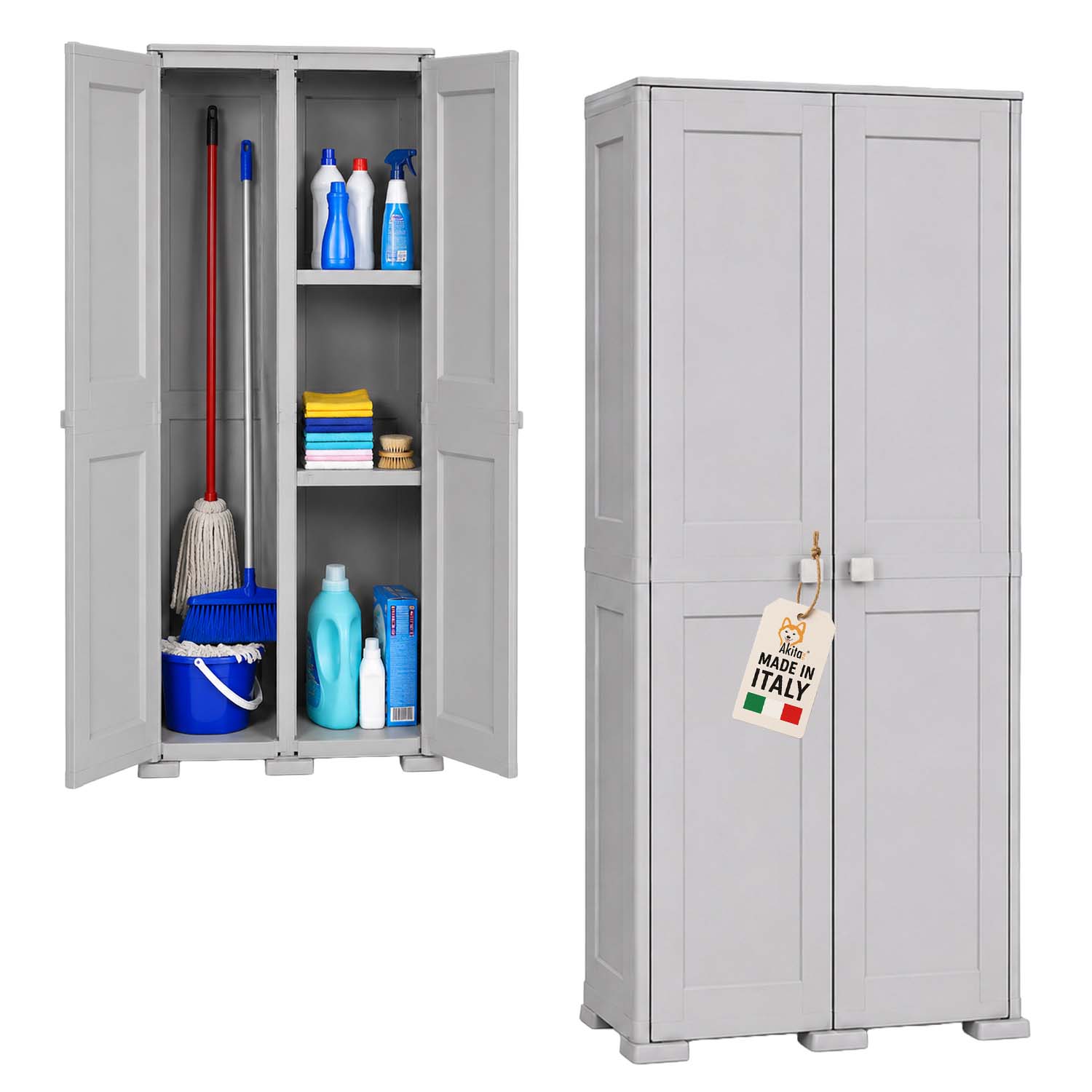 Armadio portascope simplex con 1 ripiano grigio