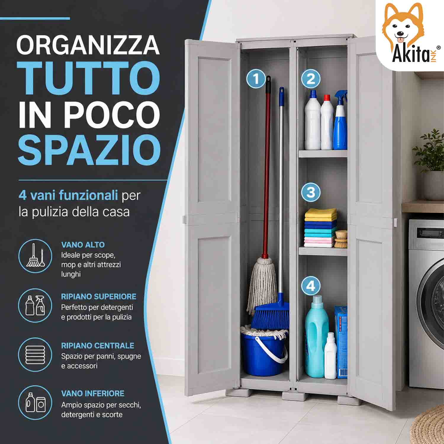 Armadio Portascope Simplex con 1 Ripiano Grigio foto 5