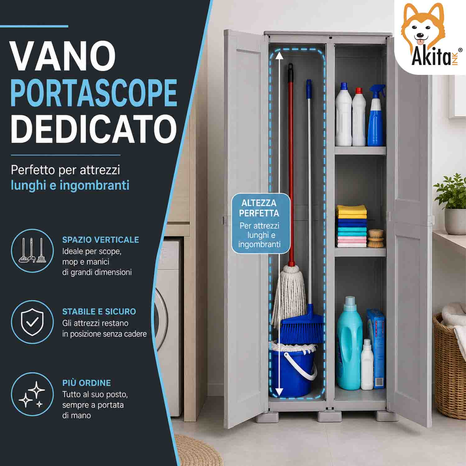 Armadio Portascope Simplex con 1 Ripiano Grigio foto 4