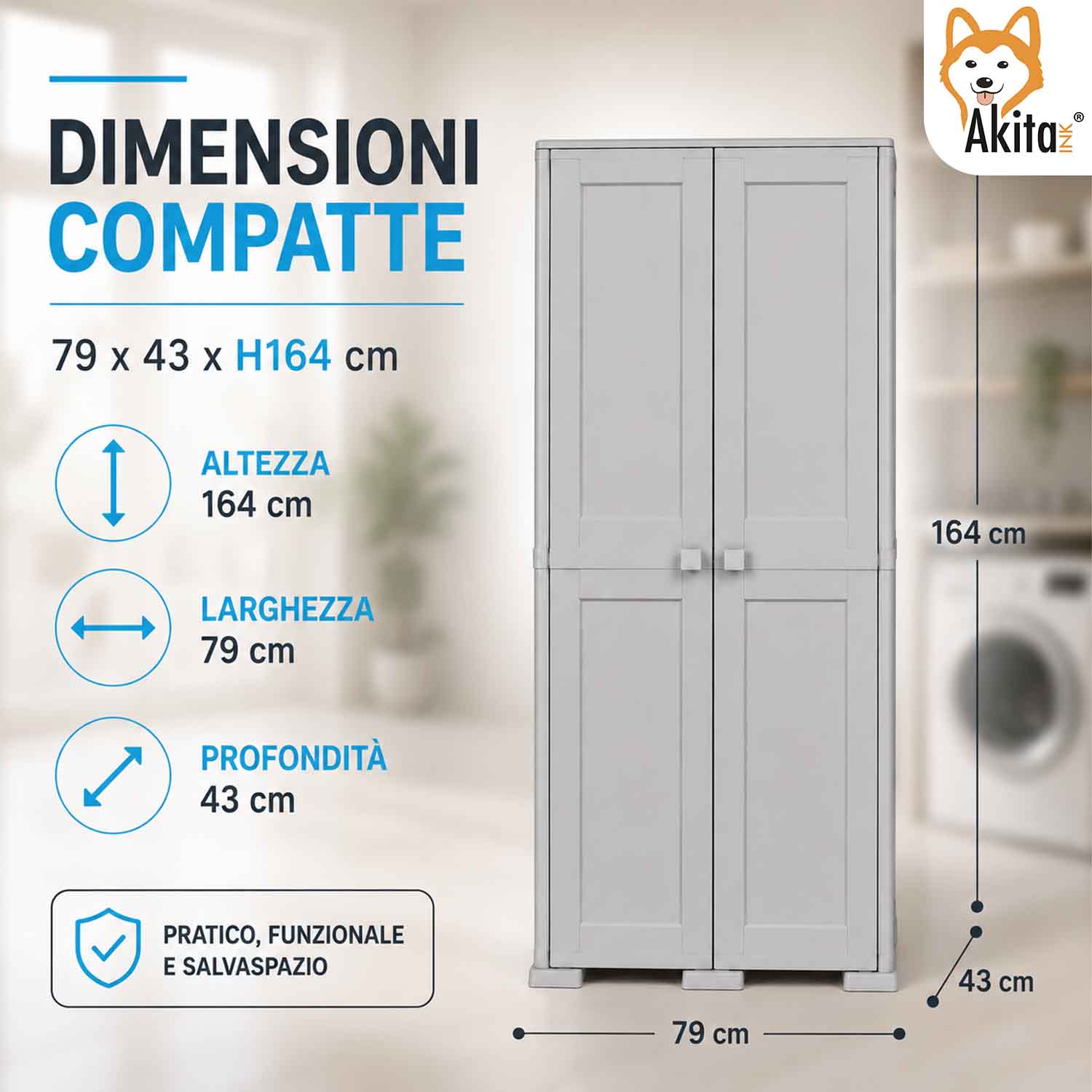 Armadio Portascope Simplex con 1 Ripiano Grigio foto 3