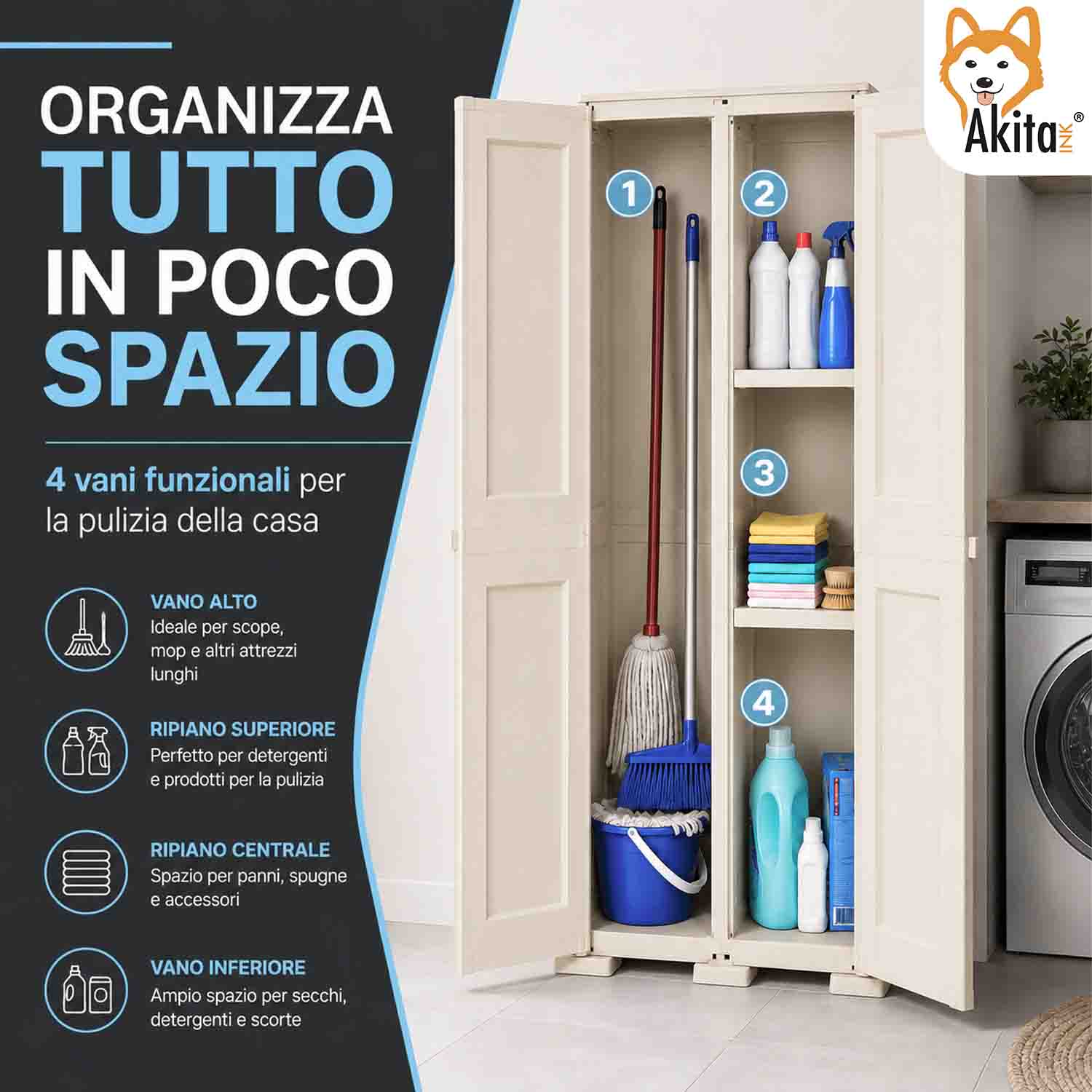 Armadio Portascope Simplex con 1 Ripiano Panna foto 4