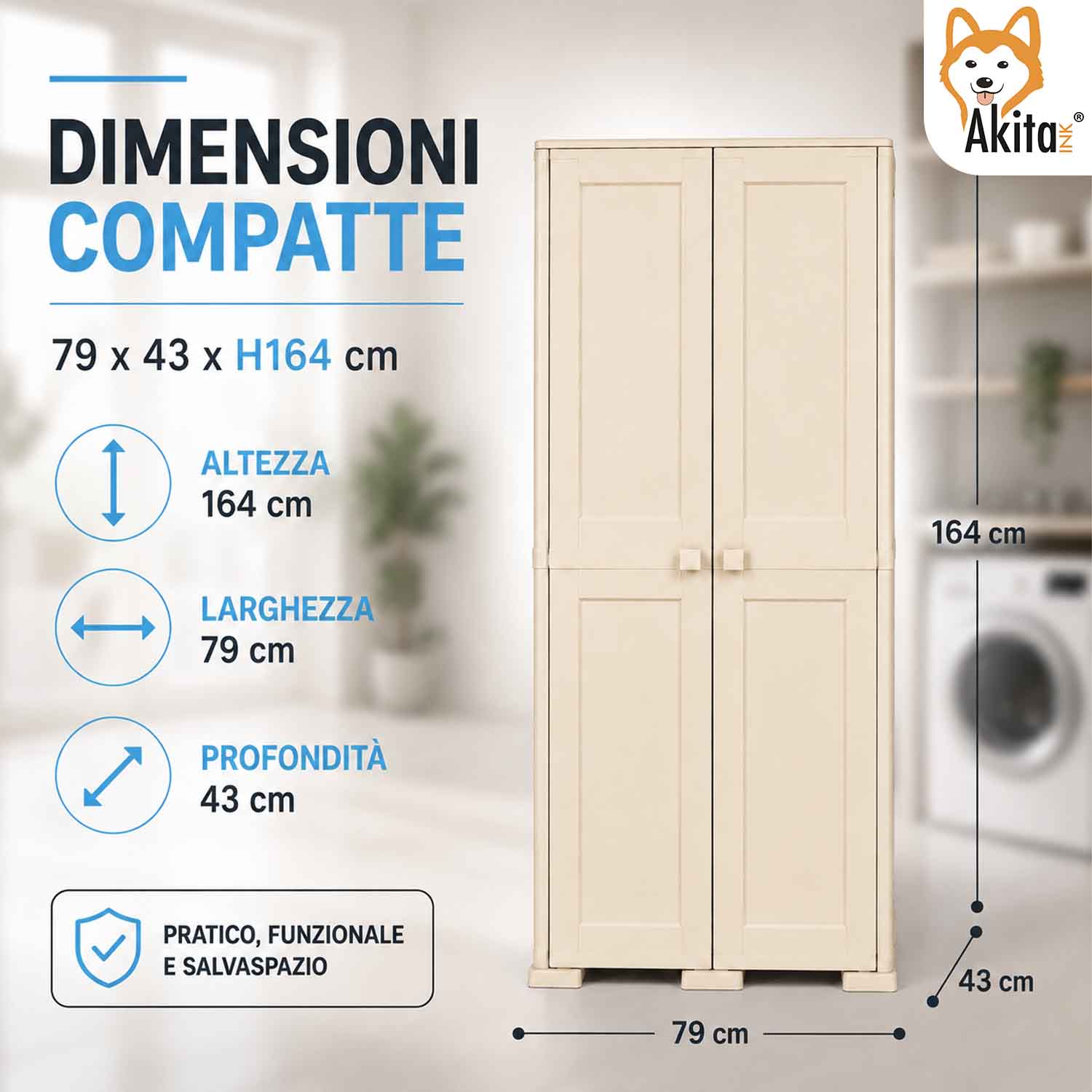 Armadio Portascope Simplex con 1 Ripiano Panna foto 3