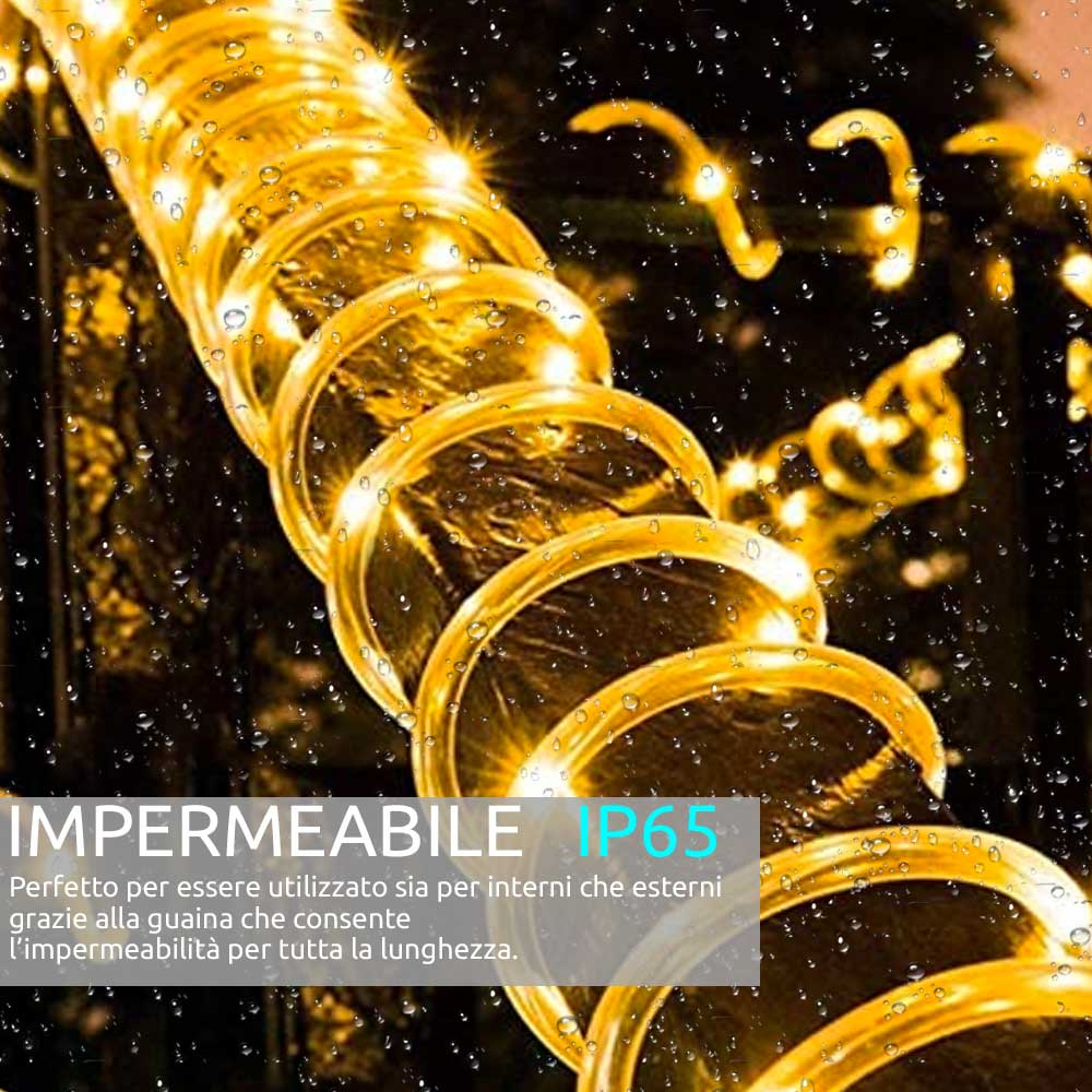 Tubo luci Led per addobbi di natale 30m bianco caldo ideale per Interno Esterno foto 4