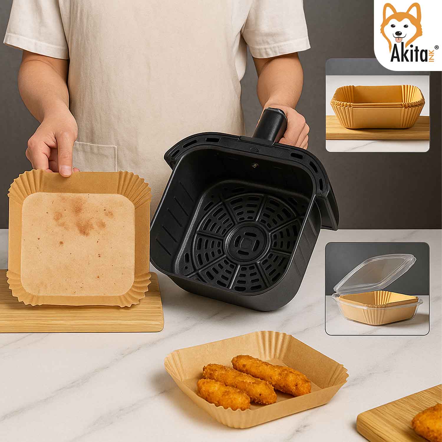 Carta Forno Friggitrice Aria 100 Fogli Quadrati 20-24cm foto 6