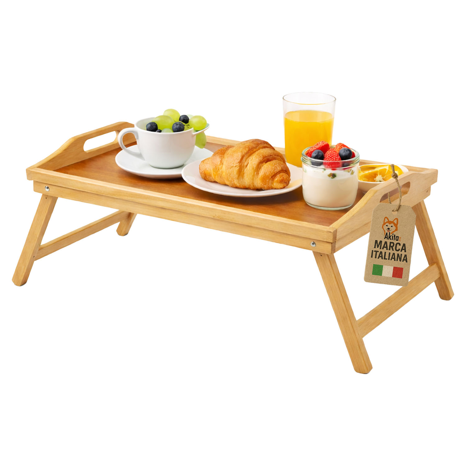Vassoio tavolino letto pieghevole in bamboo 50x30 cm