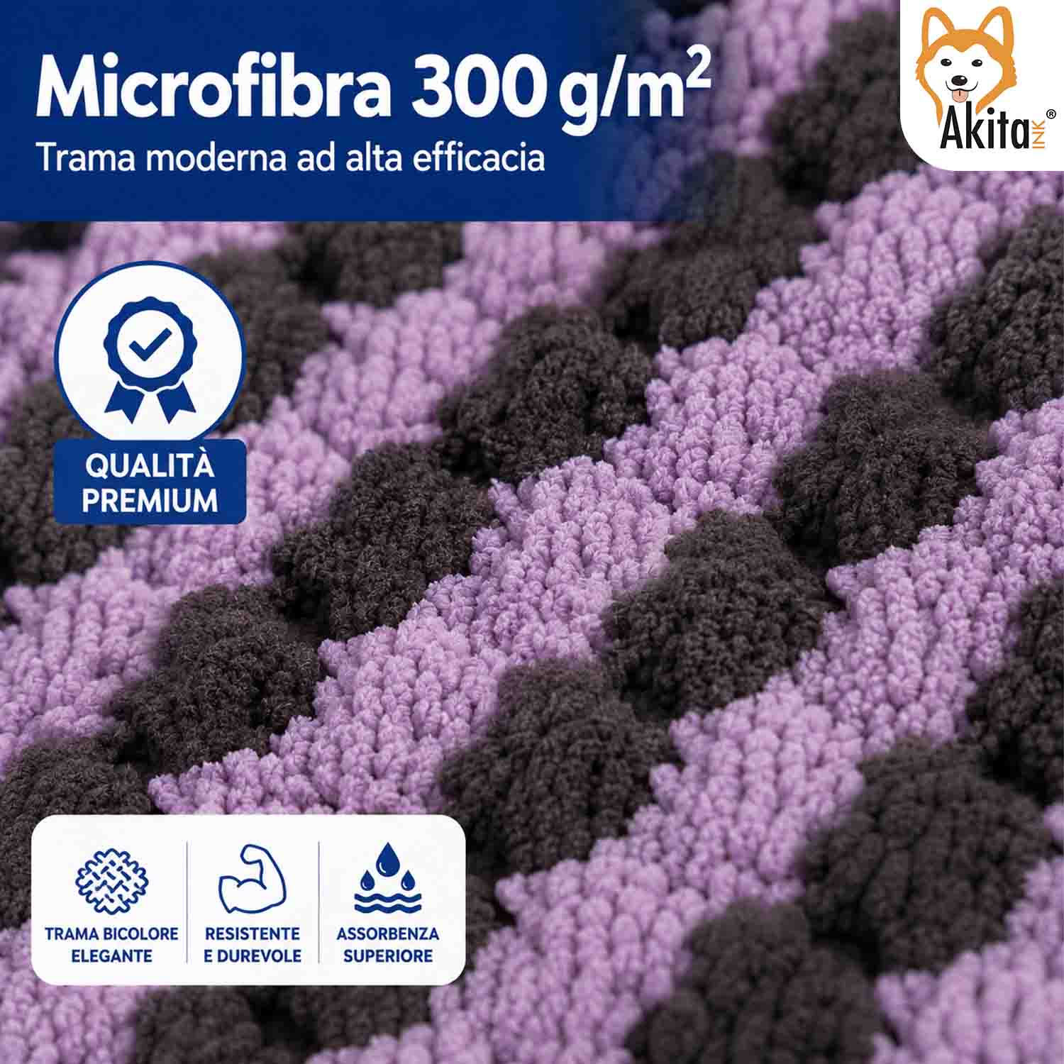 Akitaink 3 Panni Pavimenti Microfibra Angioino 50x70 cm foto 4