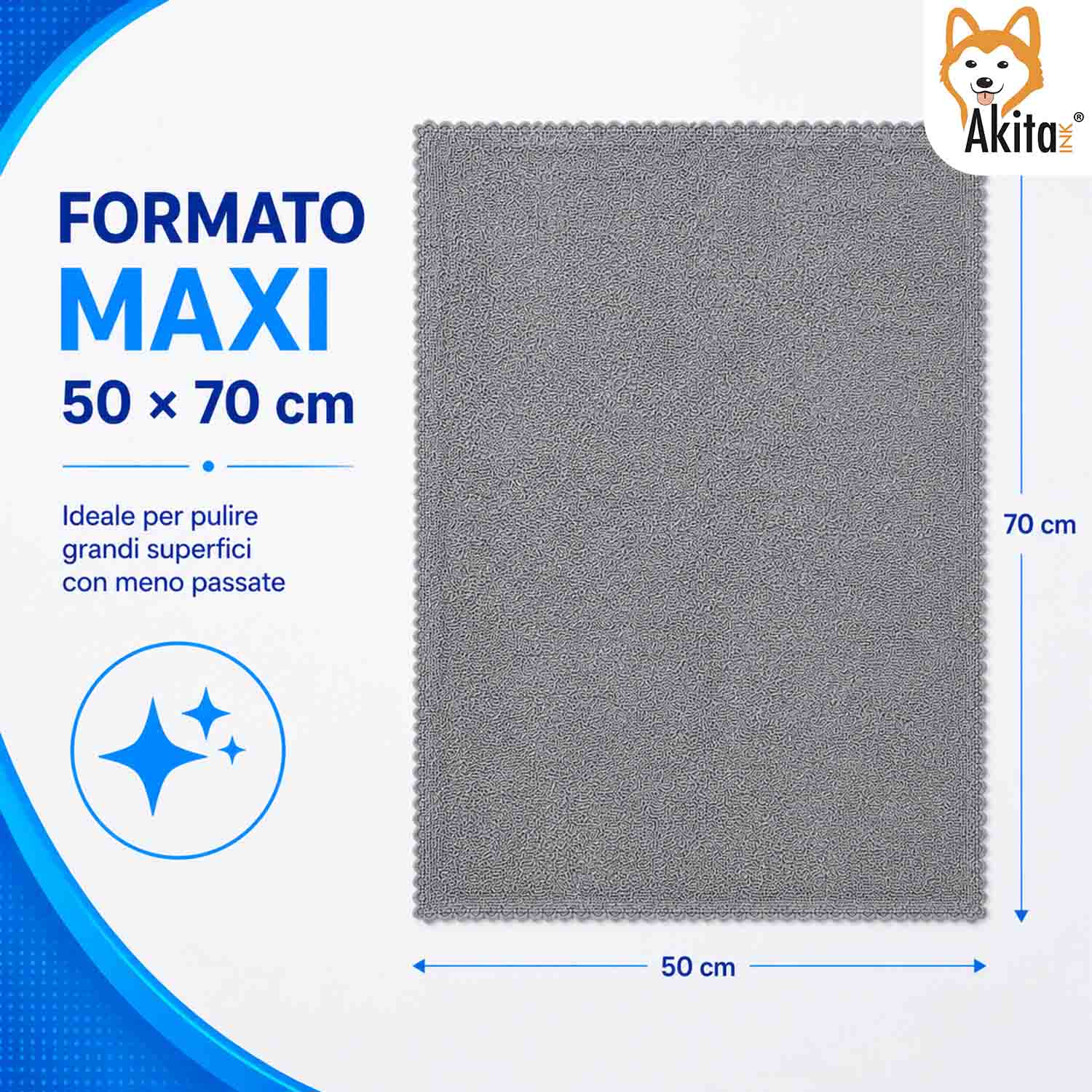Akitaink 3 Panni Pavimenti Microfibra Clean Master 50x70 cm foto 6