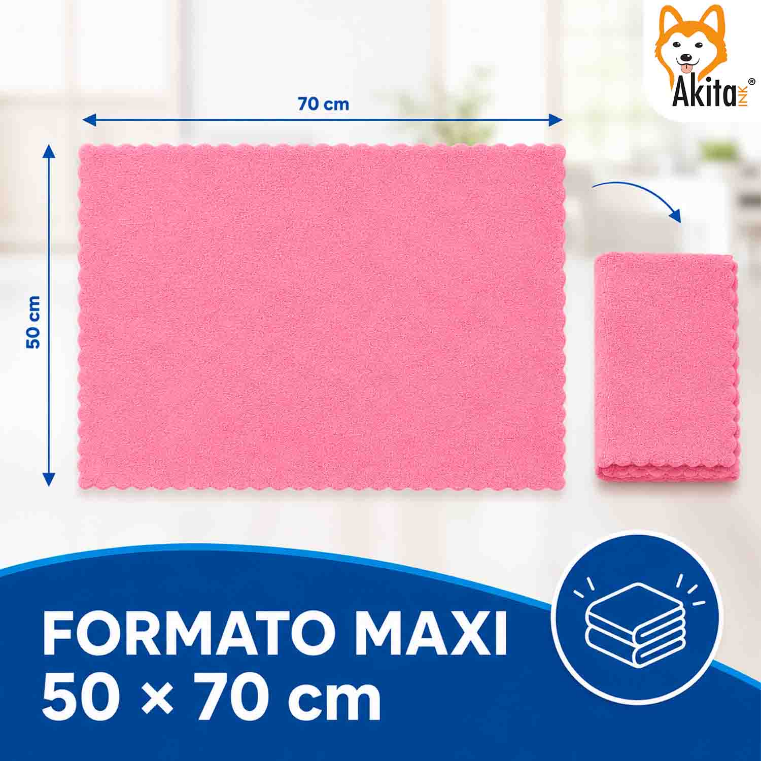 Akitaink 3 Panni Pavimenti Microfibra Morbido Incanto 50x70 cm foto 4