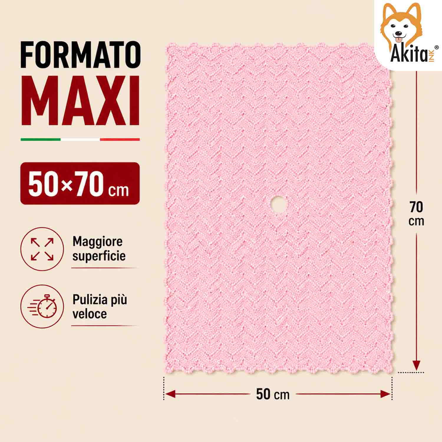 Akitaink 3 Panni Pavimenti Microfibra Onda Pro 50x70 cm foto 5