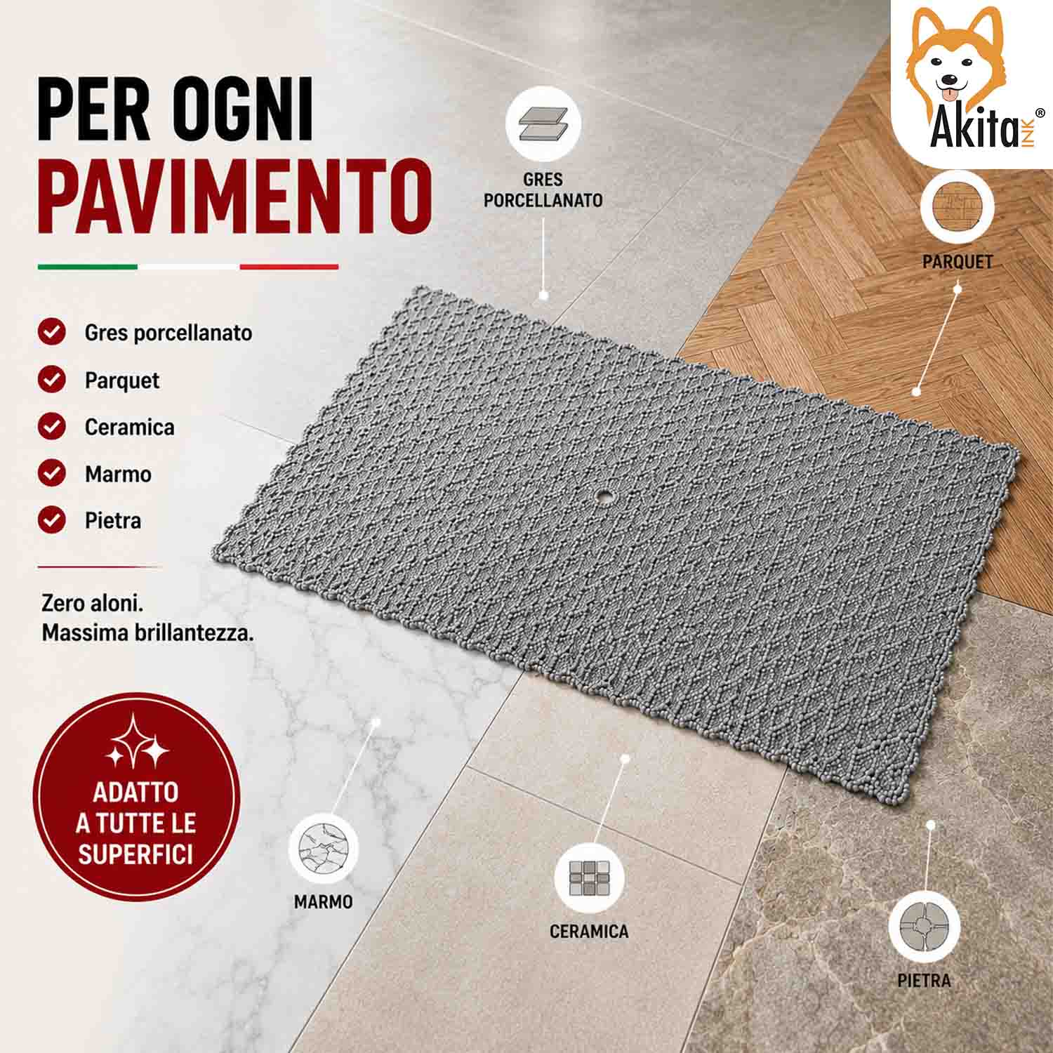 Akitaink 3 Panni Pavimenti Microfibra Onda Pro 50x70 cm foto 4