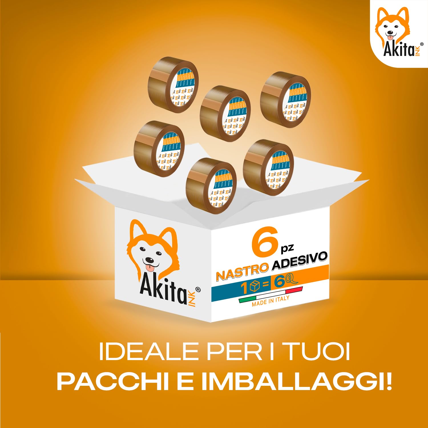 Akitaink Nastro Adesivo Avana 50x66 mt Silenzioso 6 Pezzi foto 5