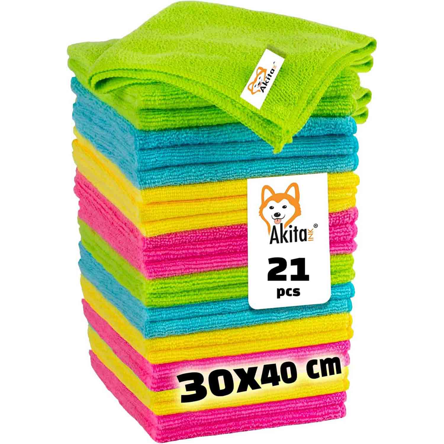Akitaink 21 Panni Microfibra 30x40 Lavabili e Riutilizzabili foto 2