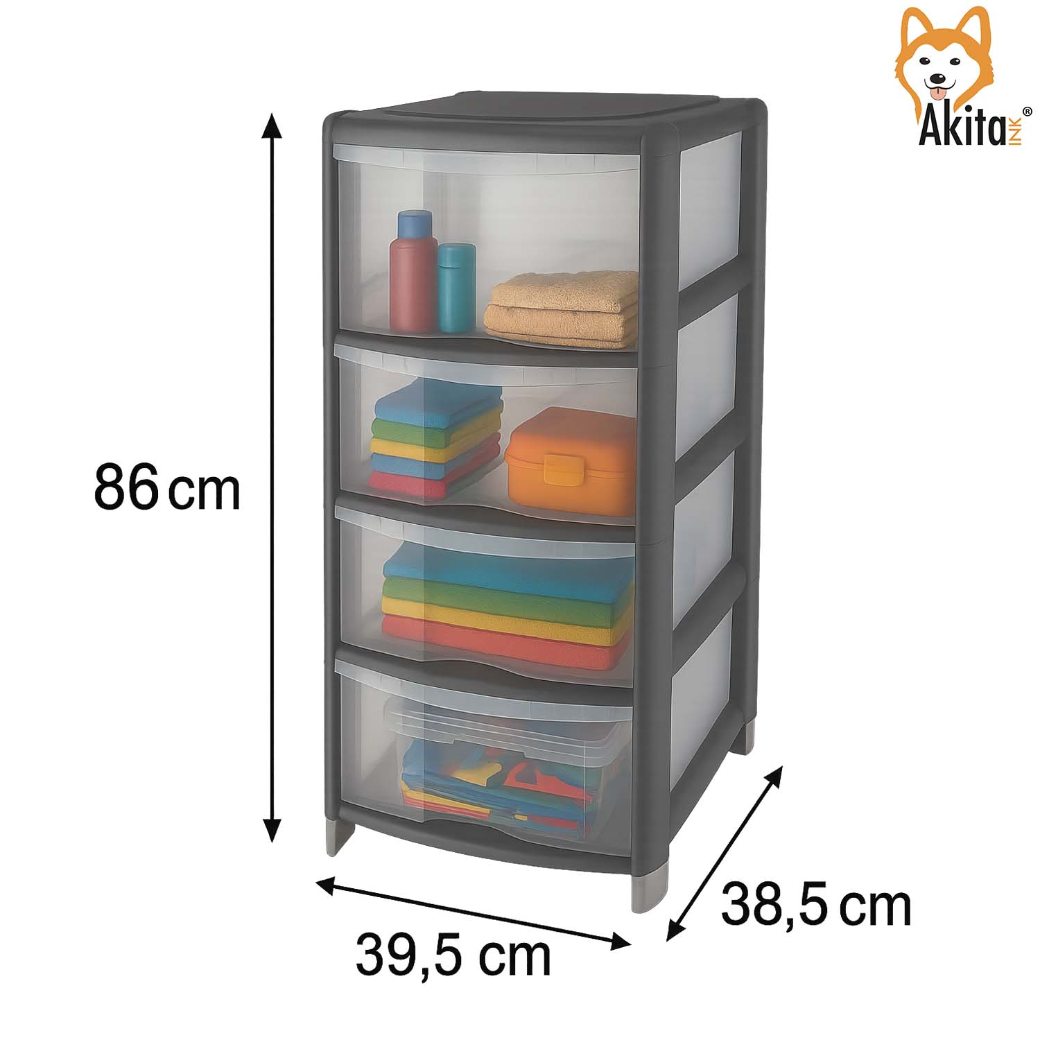 Cassettiera Grigia Trasparente Plastica 4 Cassetti foto 6