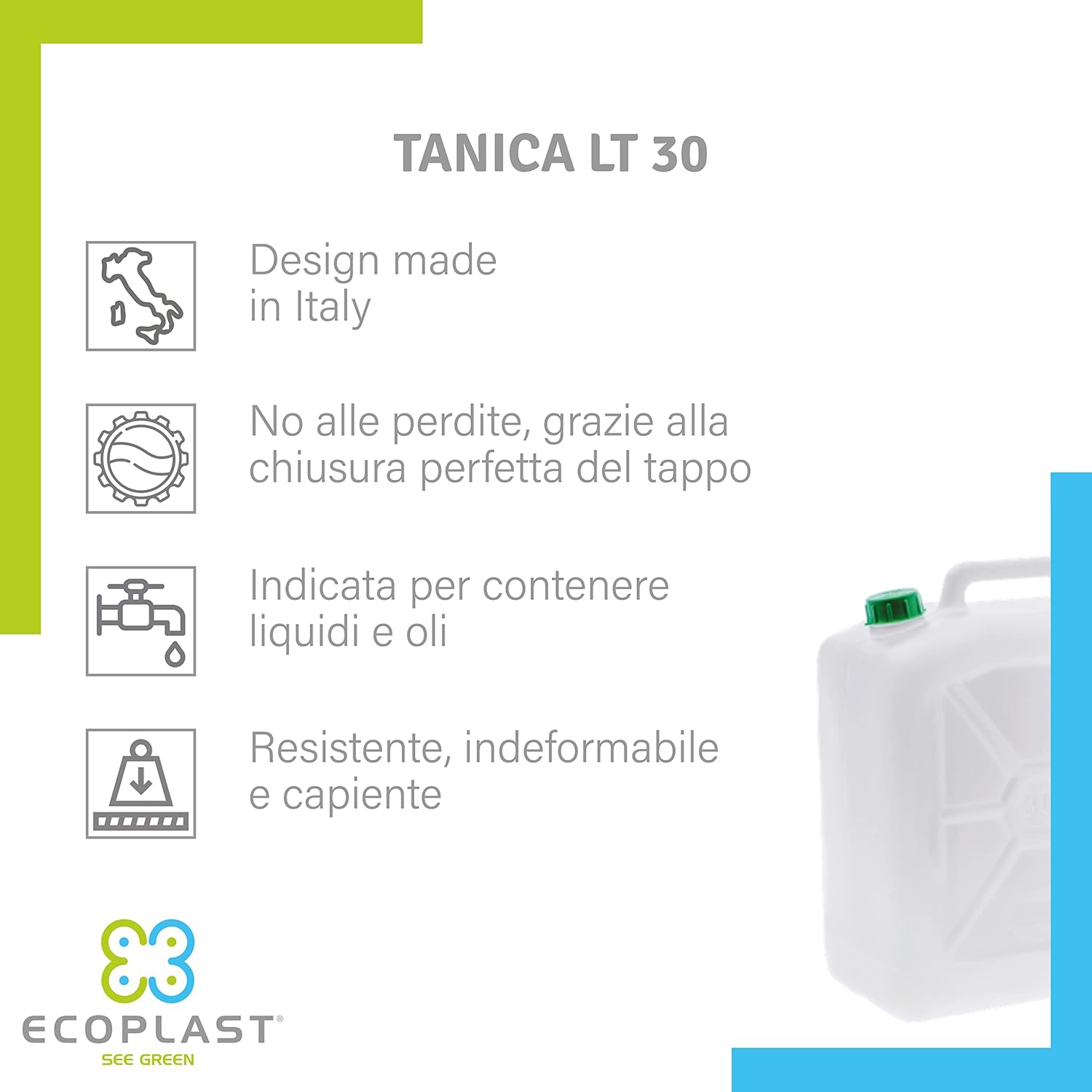 Ecoplast Tanica 30L in Plastica Neutra, Made in Italy foto 4
