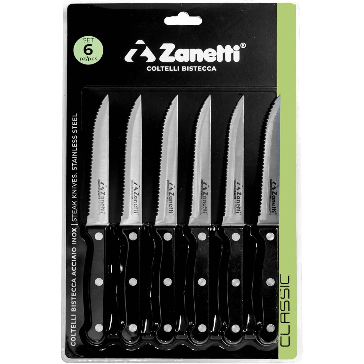Zanetti Set 6 Coltelli Bistecca Classic Acciaio Inox 11cm foto 3