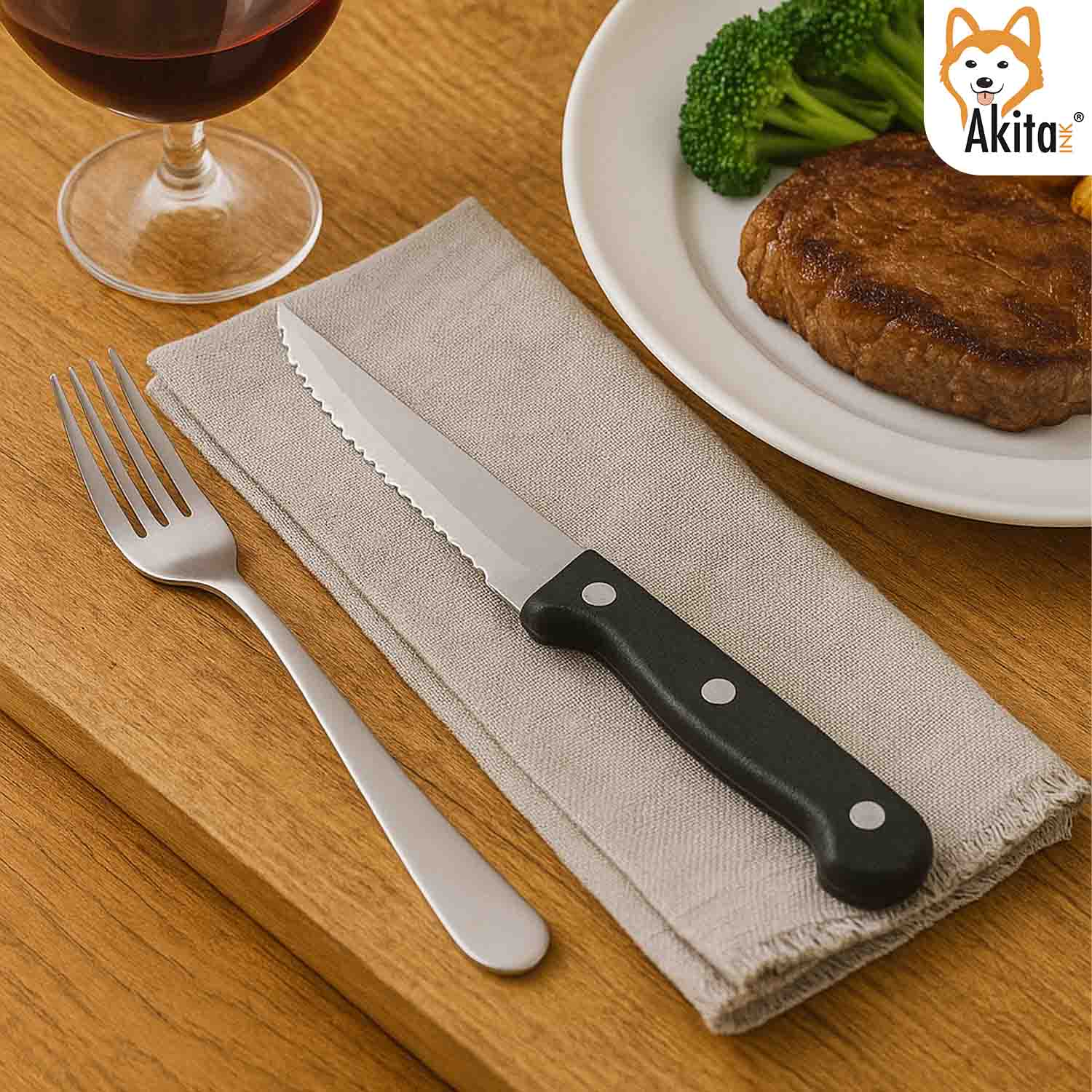 AkitaInk Set 6 Coltelli Bistecca Classic Acciaio Inox 11cm foto 5