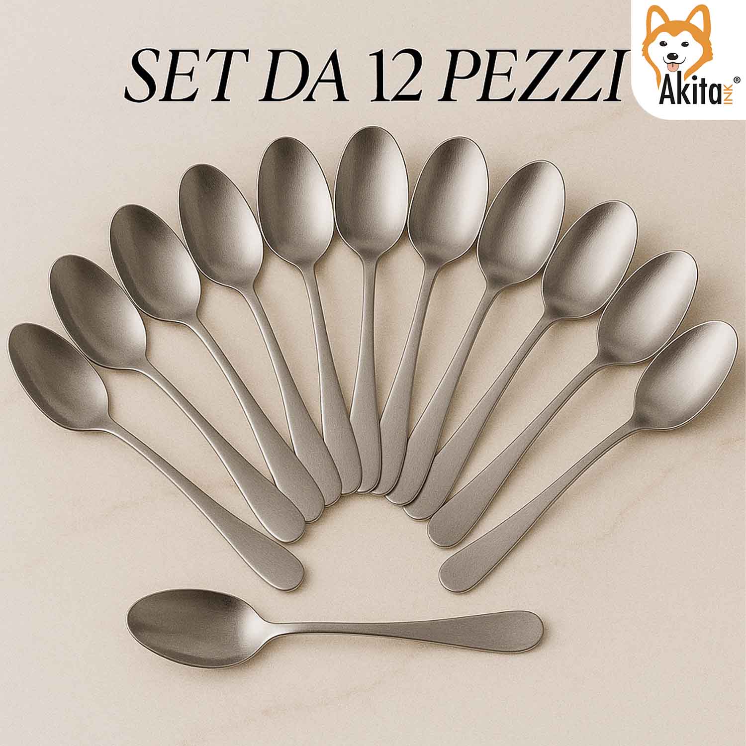 AkitaInk Set 12 Cucchiaini da Moka Boston Inox 18/C foto 5