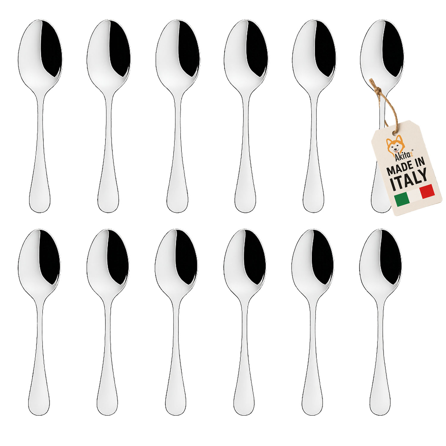Akitaink set 12 cucchiaini da moka boston inox 18/c
