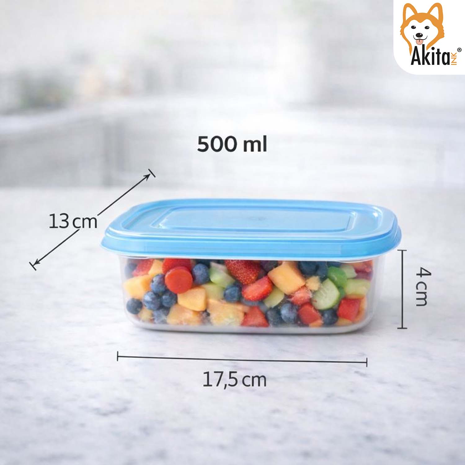 Set 12 Contenitori Ovali 500 ml con Coperchio Blu foto 4