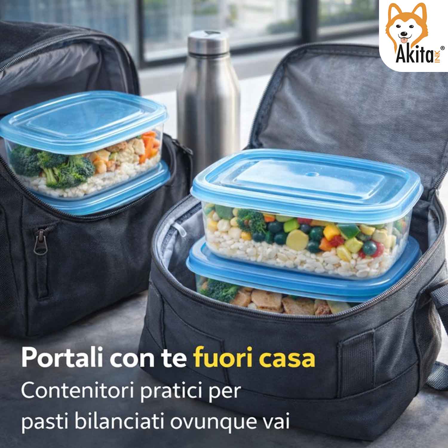 Set 12 Contenitori Ovali 500 ml con Coperchio Blu foto 6