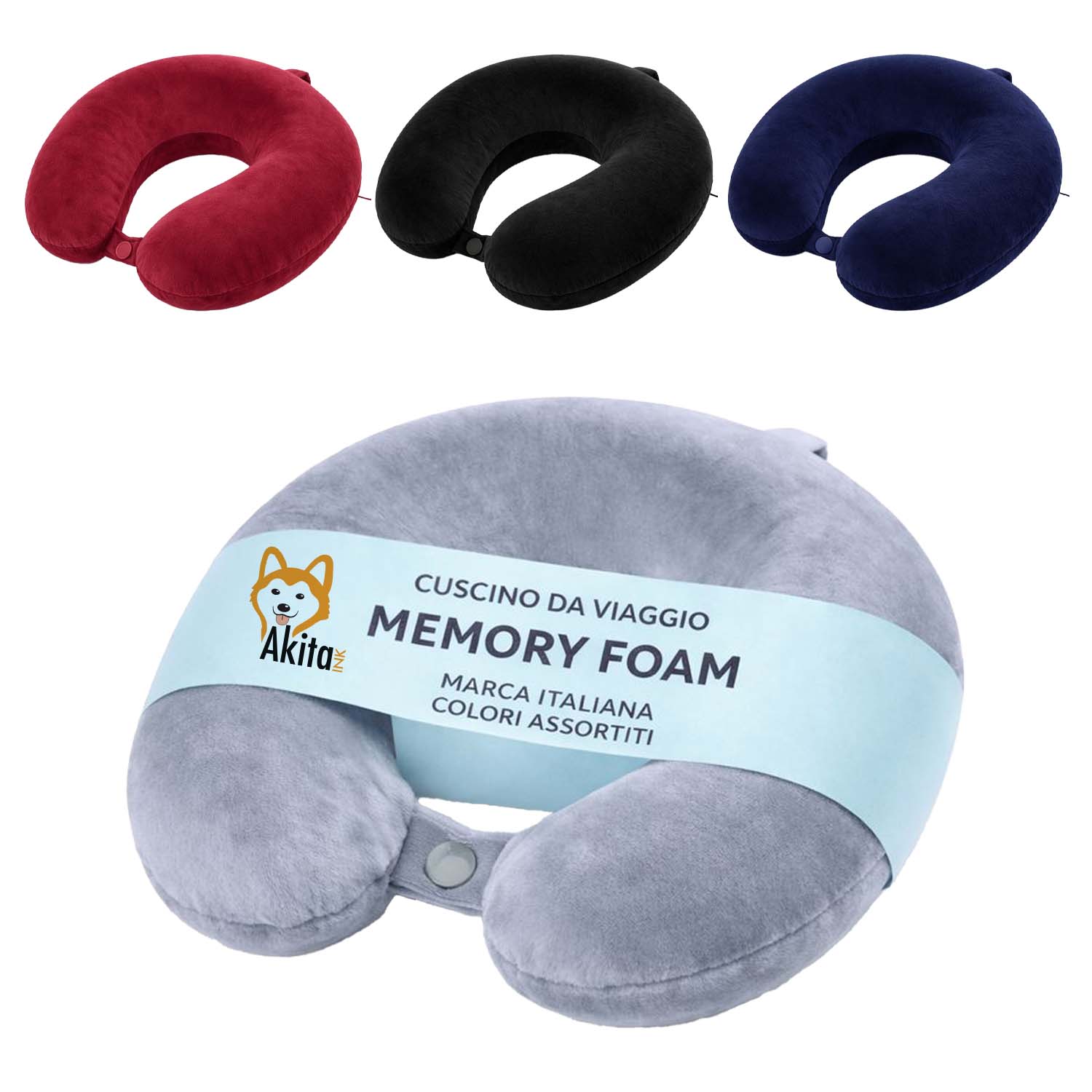 Cuscino da viaggio in memory foam a u per collo