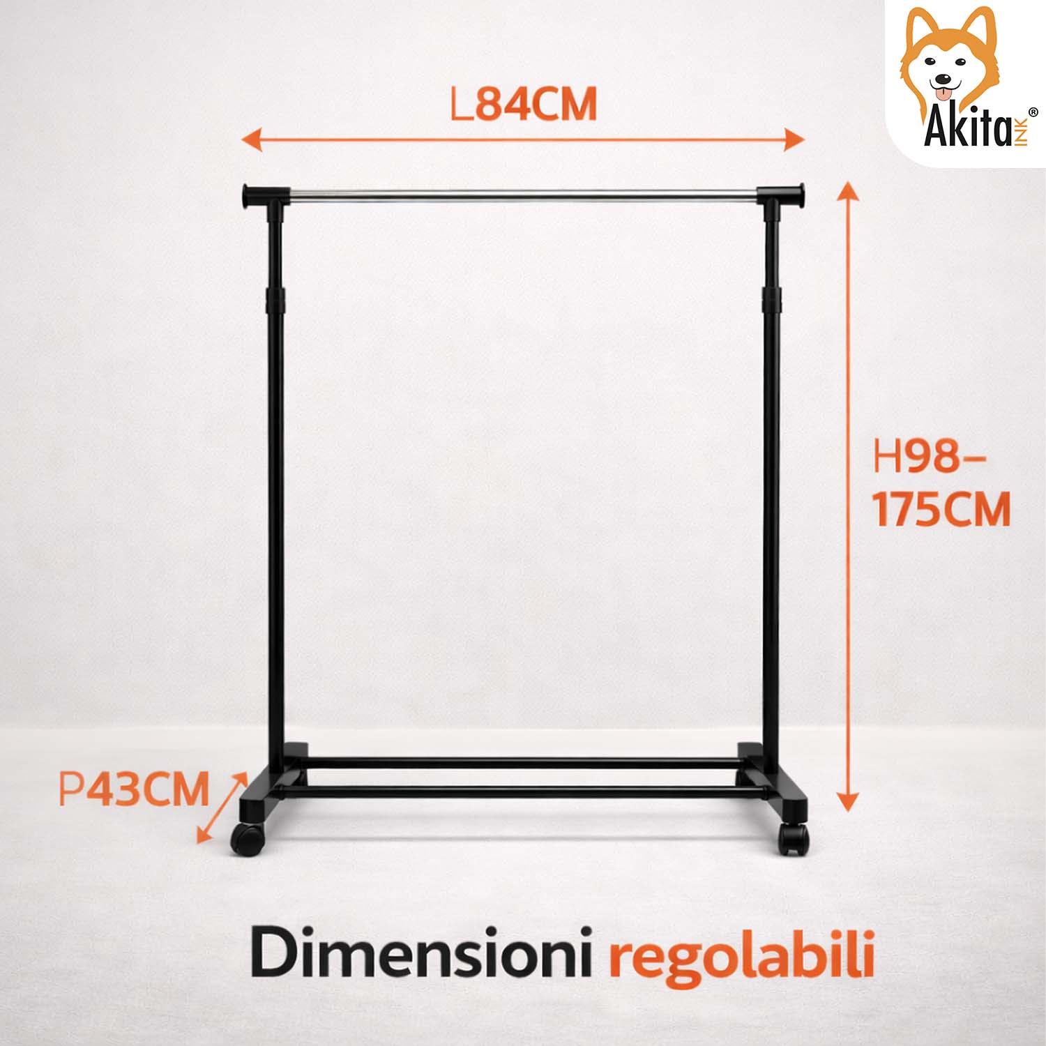 Stand Appendiabiti con Ruote Barra Estensibile Acciaio foto 6
