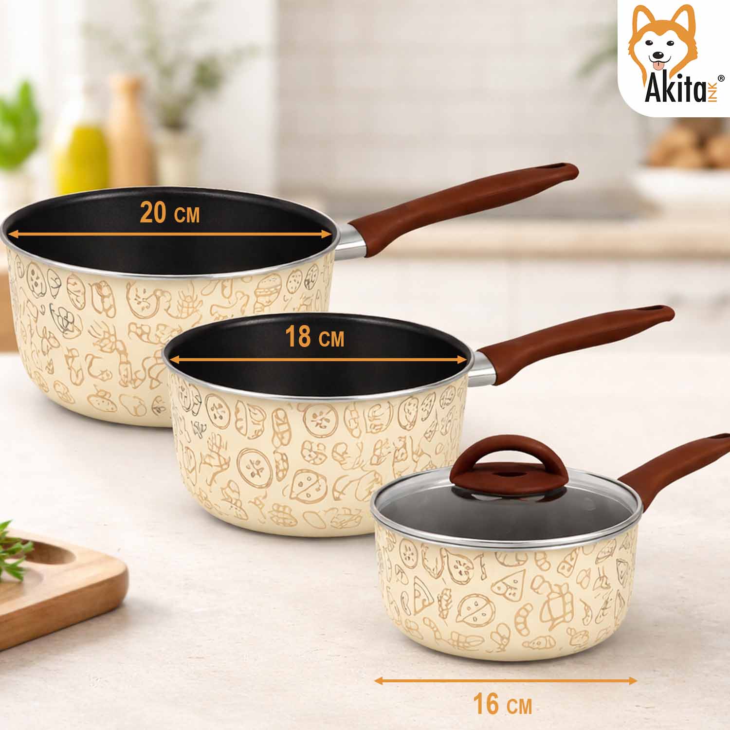 Tris Casseruole Pastella 16-18-20 cm con Coperchio Vetro foto 5