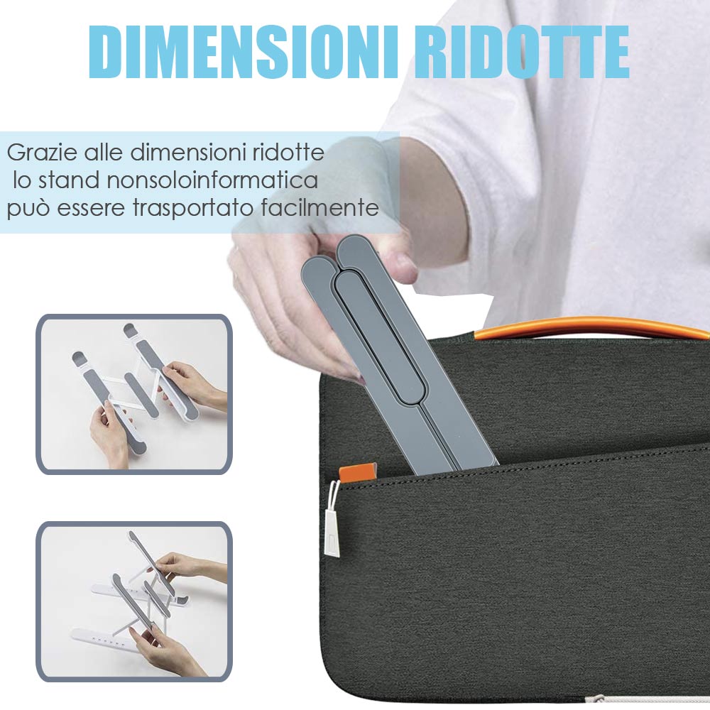 Supporto pc portatile e tablet con 6 livelli regolazione in alluminio foto 4