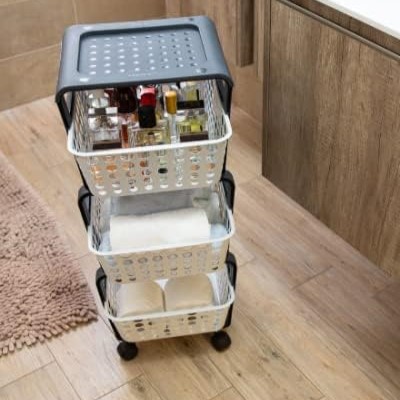 Carrello Modula Ecoplast Bianco 3 Ripiani con Ruote foto 5