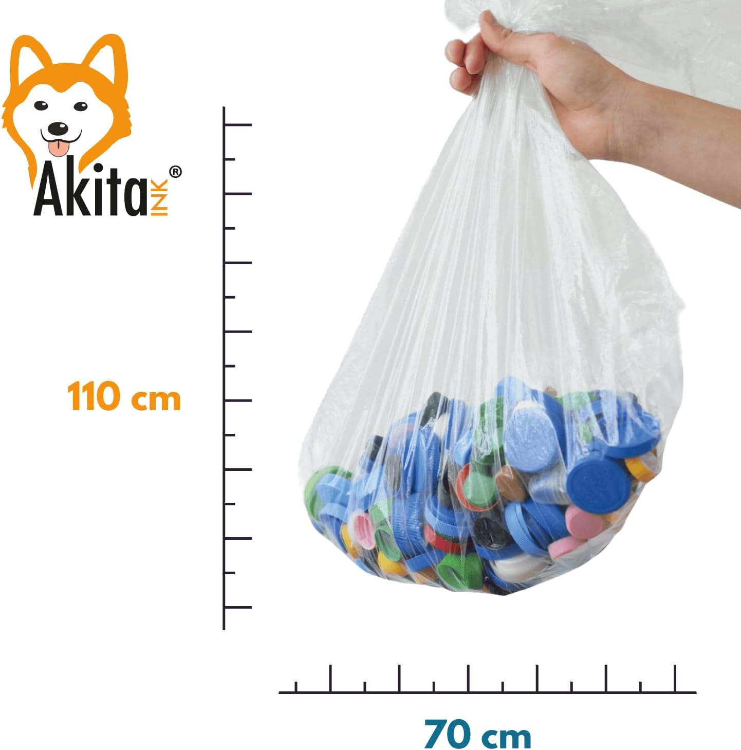 AkitaInk, 160 sacchi per pattumiera 70X110 con manici Alta Resistenza, 110L foto 3